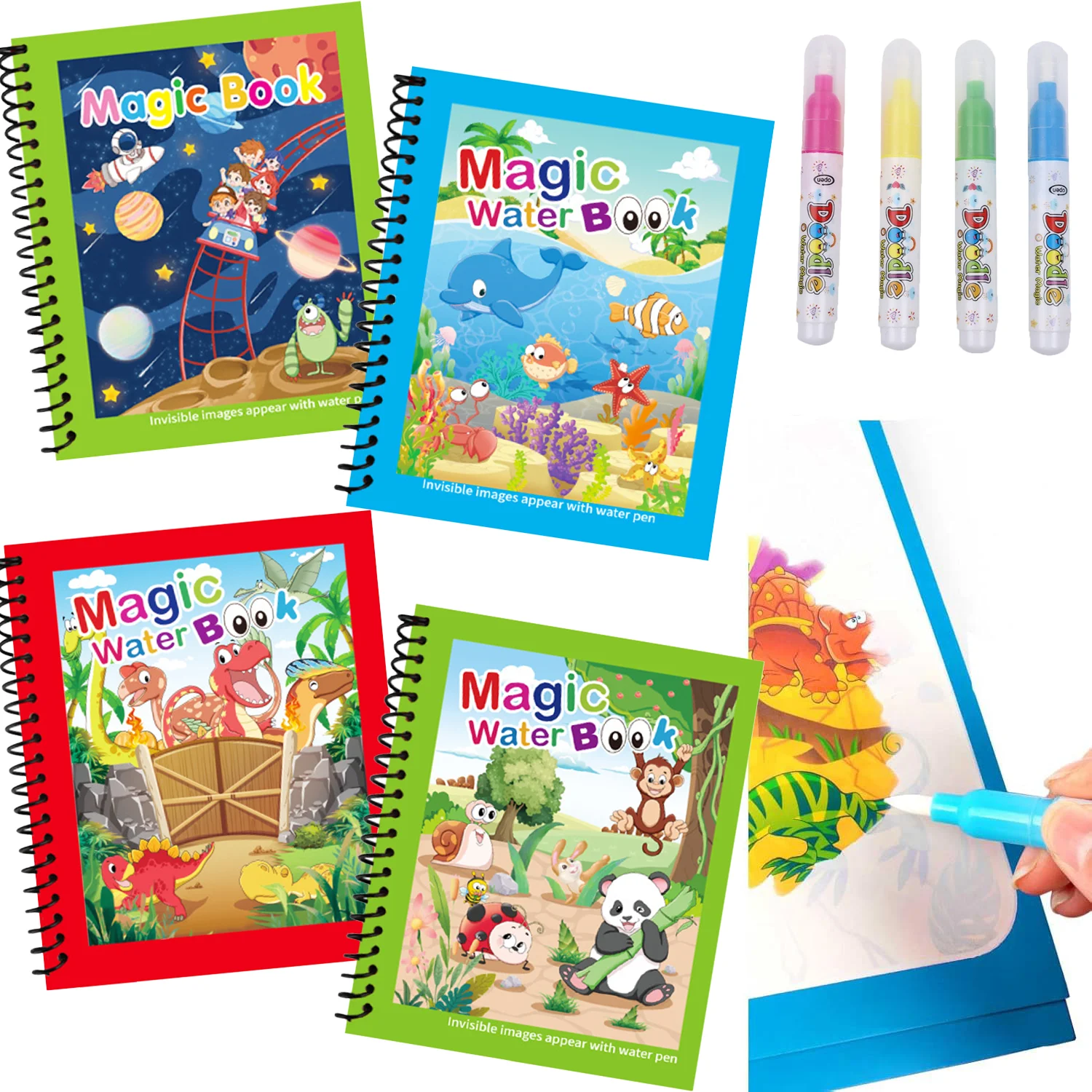 Reusable Water Magic Coloring Book - كتاب الرسم المائي السحري القابل لإعادة
