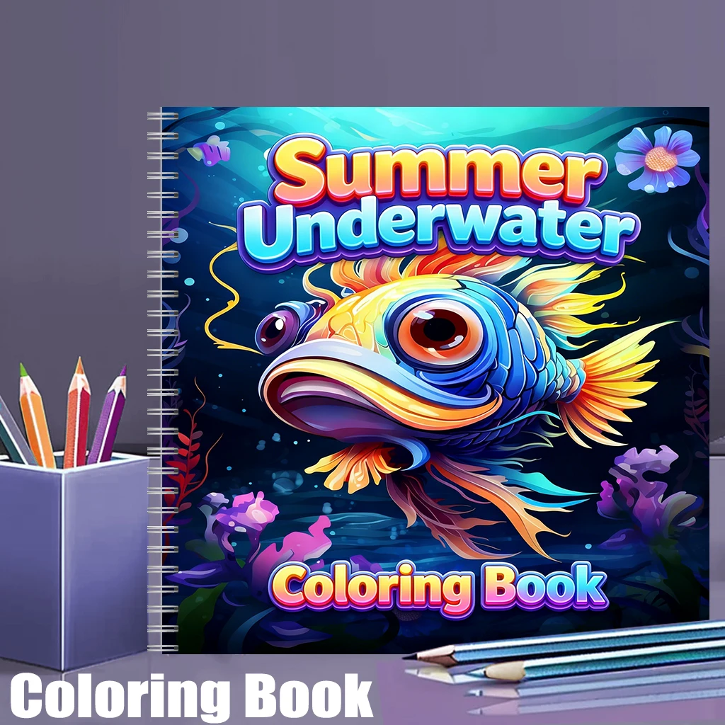 Adult Coloring Book Stress Relief - كتاب تلوين صيفي تحت الماء للبالغين،