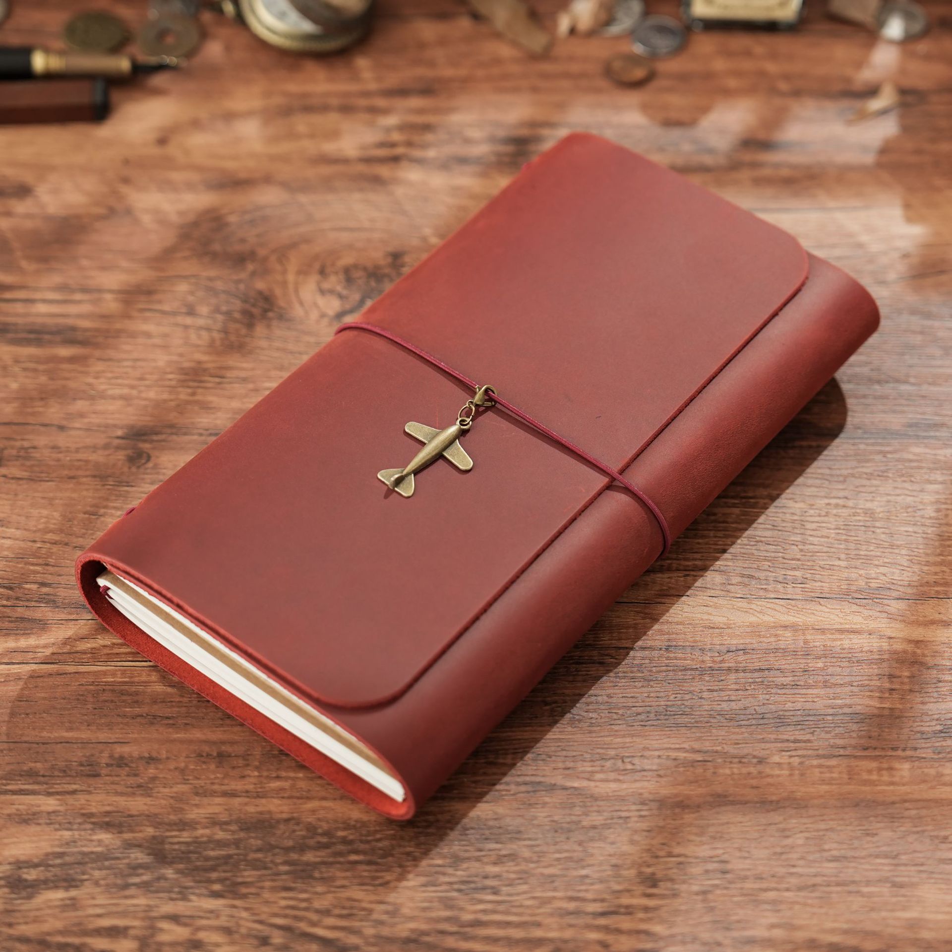 Vintage Leather Journal Notebook - دفتر ملاحظات جديد للمسافرين بتصميم ثلاثي