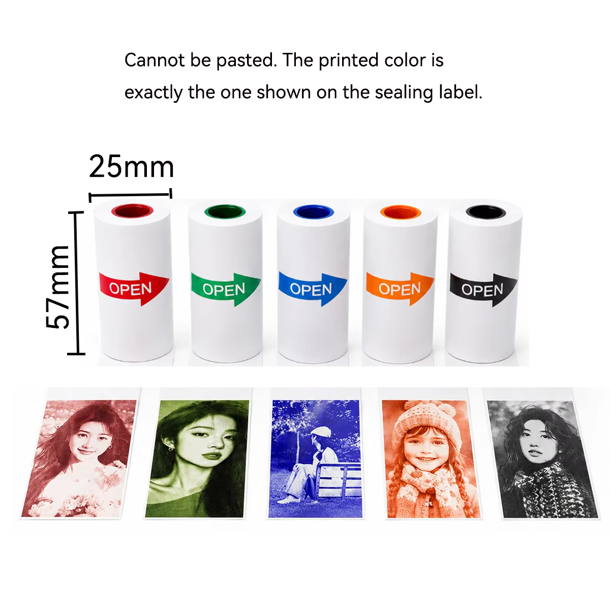 Mini Pocket Thermal Printer Paper Roll - لفة ورق حراري أبيض/ملون مقاس 57×25