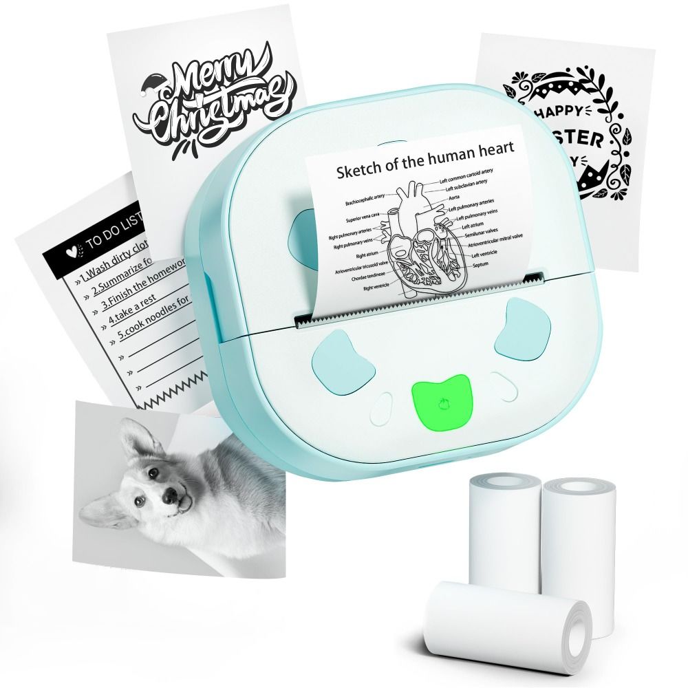 Mini Pocket Thermal Printer Paper Roll - طابعة ملصقات صغيرة مع 3 لفات