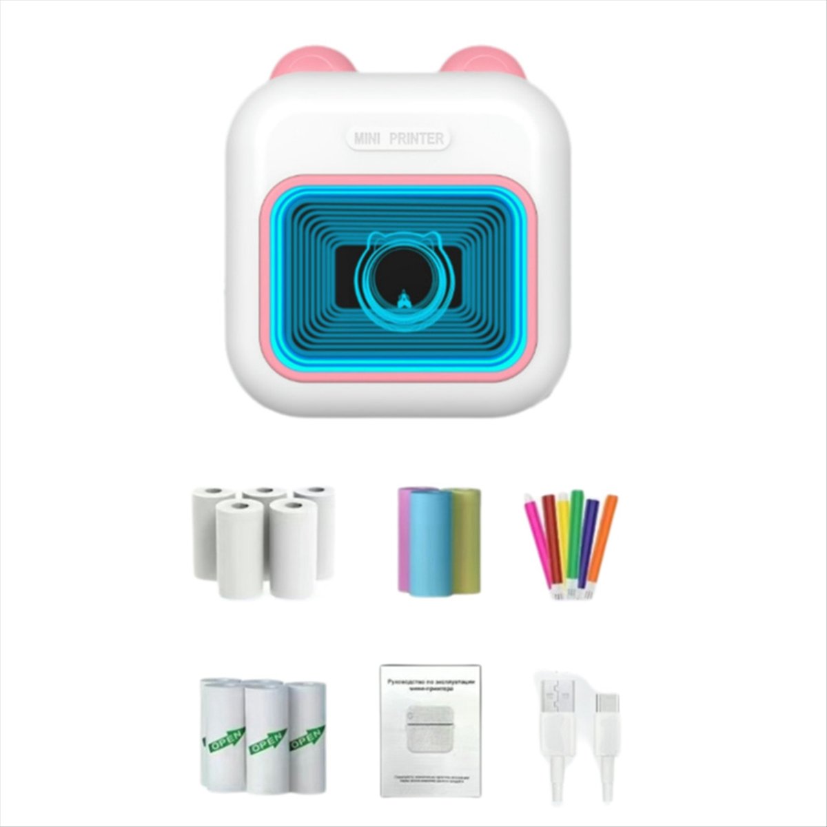 طابعة ملصقات صغيرة RGB Light B - مراجعة Mini Pocket Thermal Printer Paper Roll وسعره
