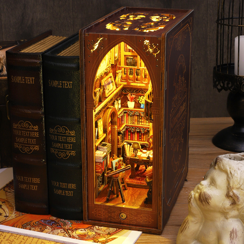 طقم تجميع رف كتب ثلاثي الأبعاد - مراجعة Diy Wooden Book Nook Kit Shelf Insert وسعره
