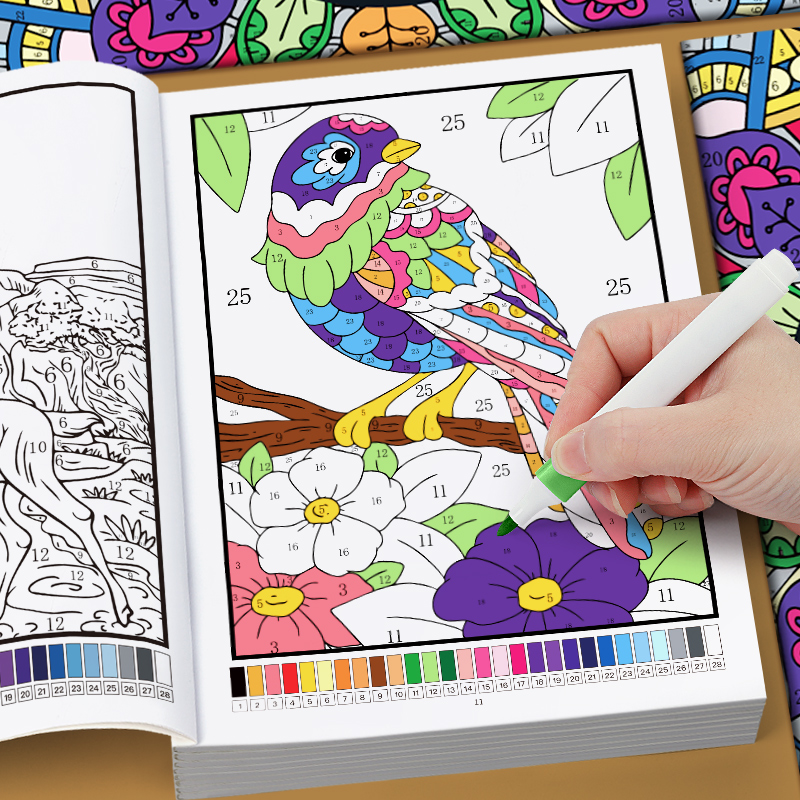 كتاب تلوين بالأرقام للكبار، 32 - مراجعة Adult Coloring Book Stress Relief وسعره