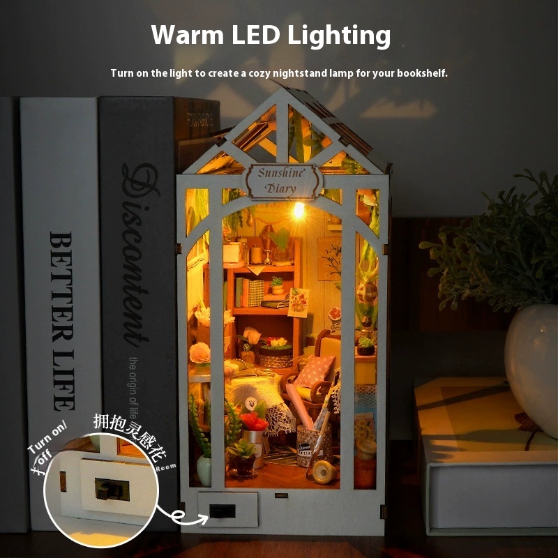 لتقوم بها بنفسك خشبية أشعة الش - مراجعة Diy Wooden Book Nook Kit Shelf Insert وسعره