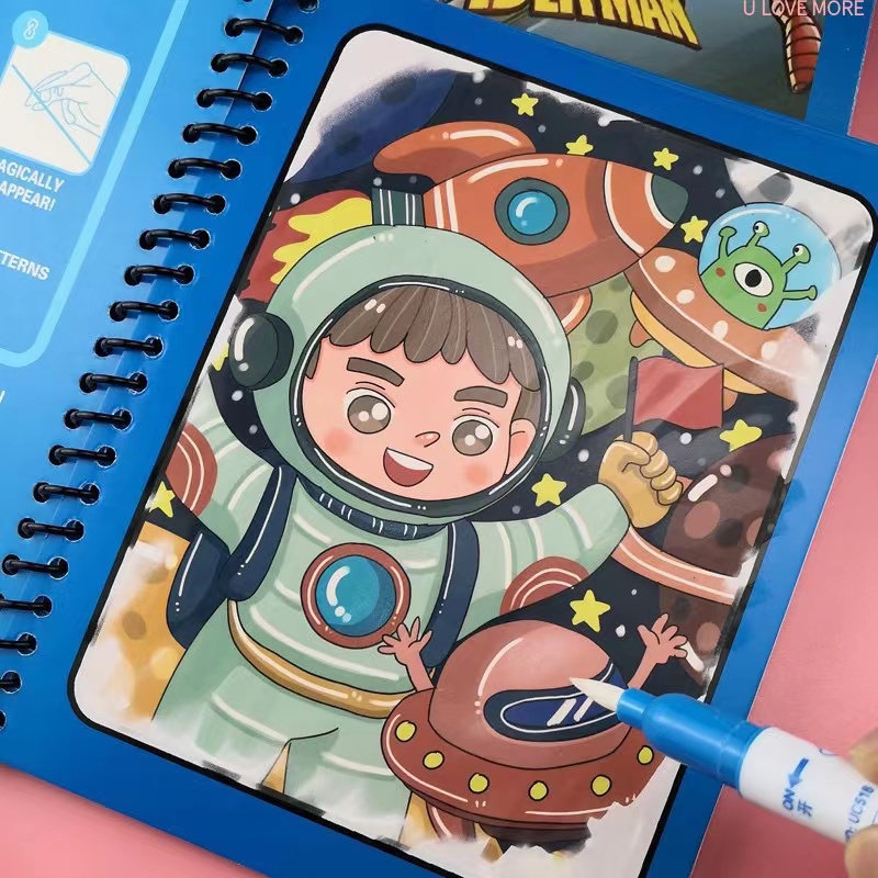 1 قطعة كتاب سحري رسم مائي ألعا - مراجعة Reusable Water Magic Coloring Book وسعره