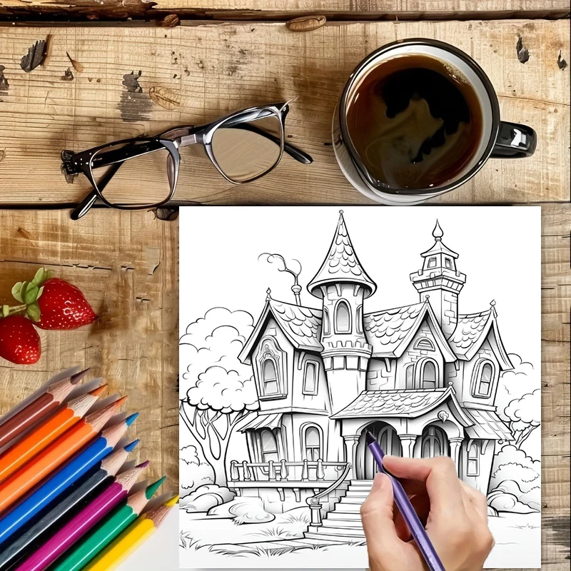 كتاب تلوين بيت الأشباح للبالغي - مراجعة Adult Coloring Book Stress Relief وسعره