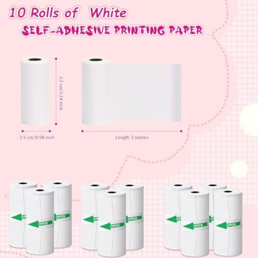 10 لفات من ورق الملصقات الحرار - مراجعة Mini Pocket Thermal Printer Paper Roll وسعره